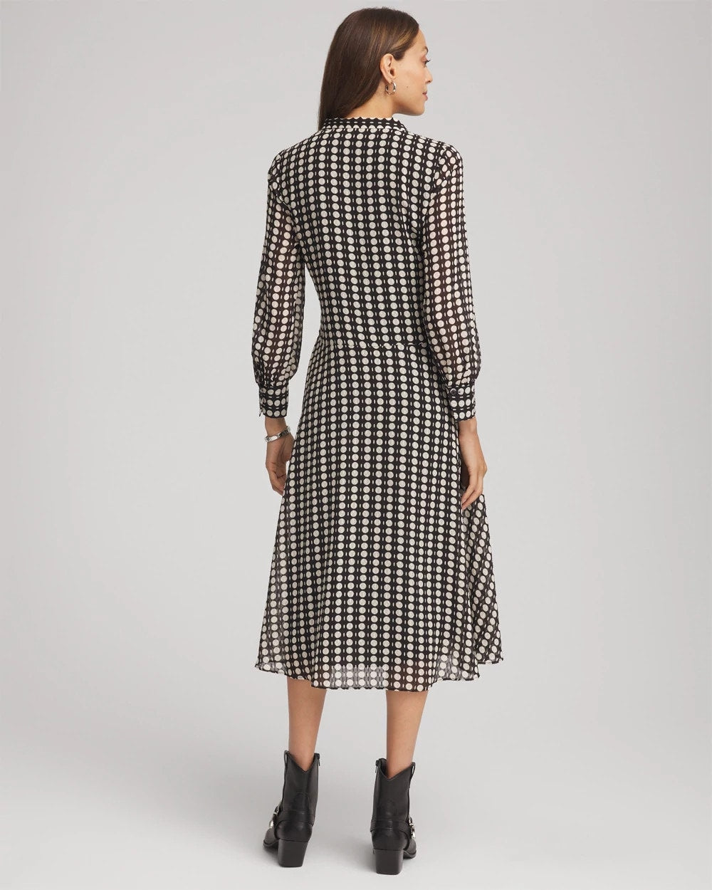 Chico's Sale - Chiffon Clip-Dot Tie-Neck Dress