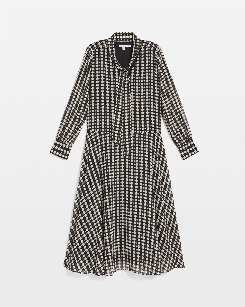 Chico's Sale - Chiffon Clip-Dot Tie-Neck Dress