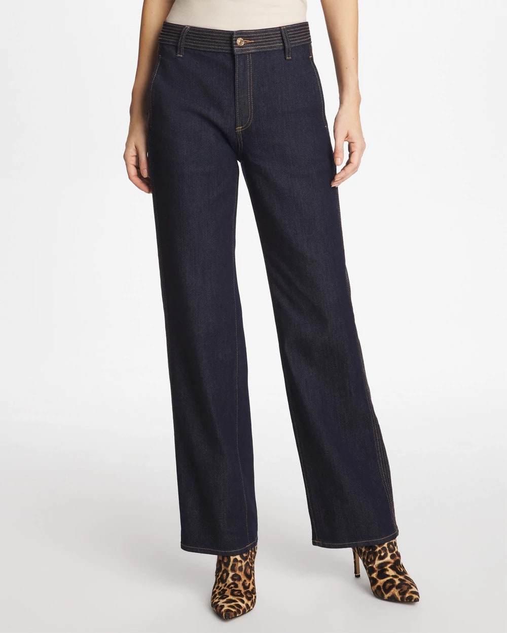 Chico's On Sale - Trapunto Wide-Leg High-Rise Jeans