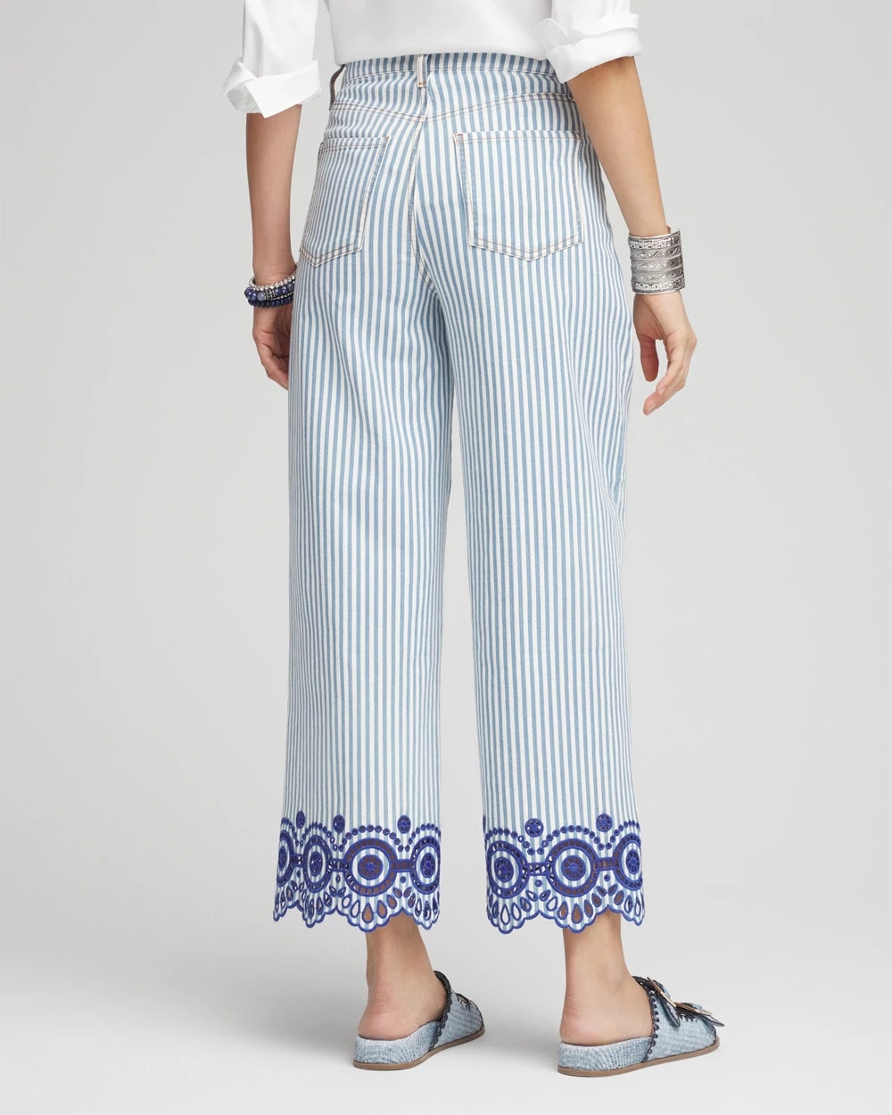 Chico's Outlet - Eyelet High-Rise Wide Cropped Jeans