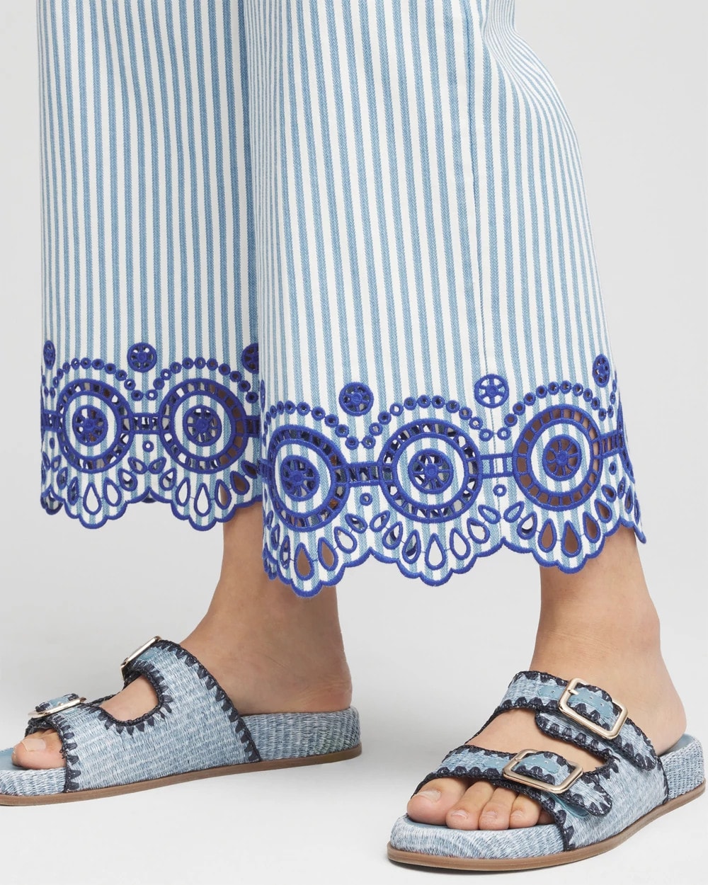 Chico's Outlet - Eyelet High-Rise Wide Cropped Jeans