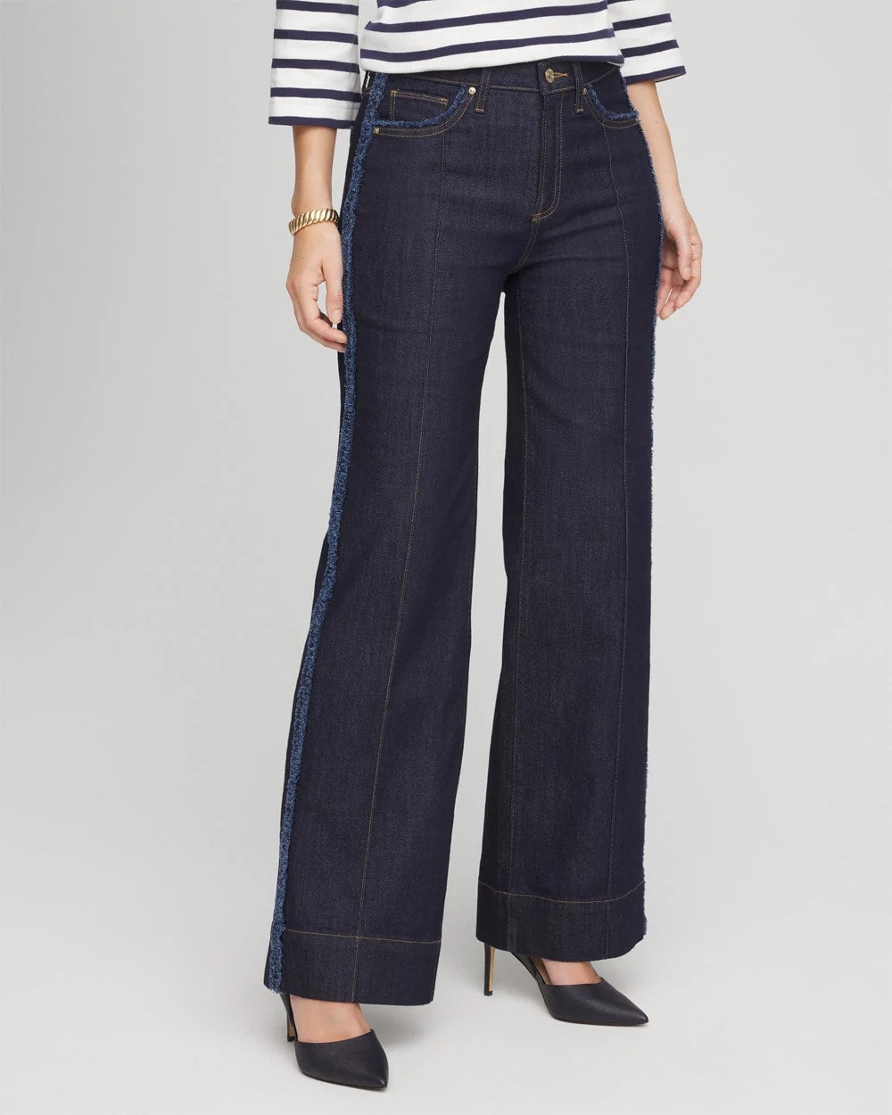 Chico's / Petite Frayed High-Rise Wide-Leg Jeans