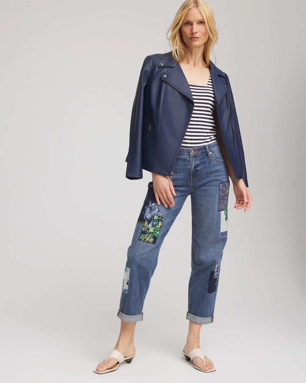Chico's For Sale - Boyfriend Patchwork Cropped Jeans