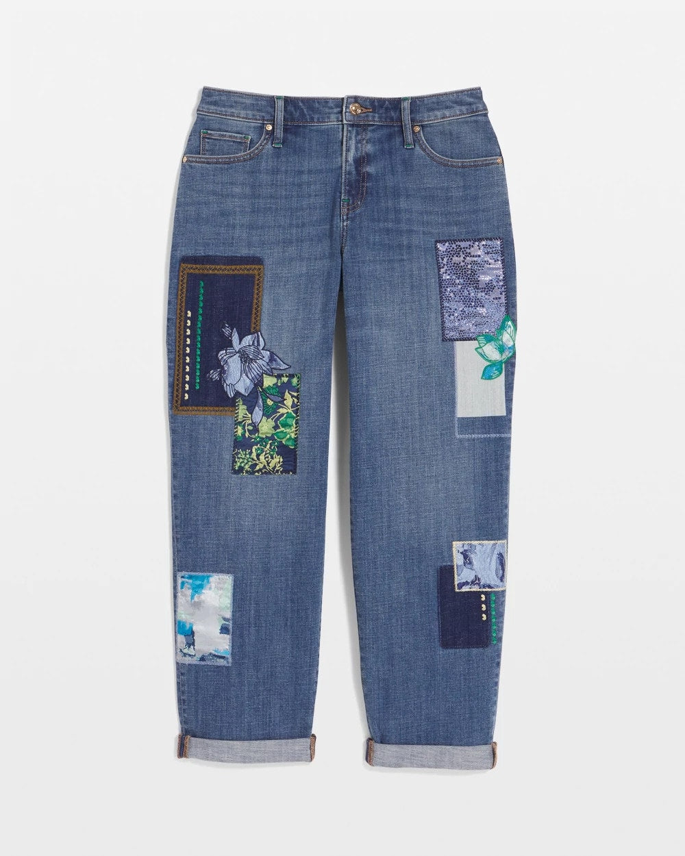 Chico's For Sale - Boyfriend Patchwork Cropped Jeans