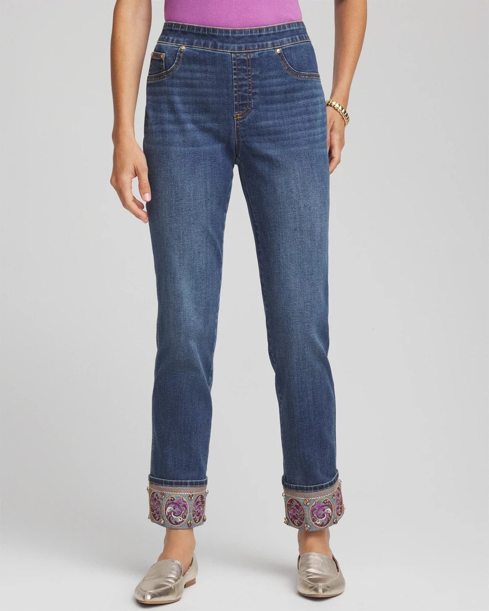 Chico's Outlet - Embellished Pull-On Slim Ankle Jeggings