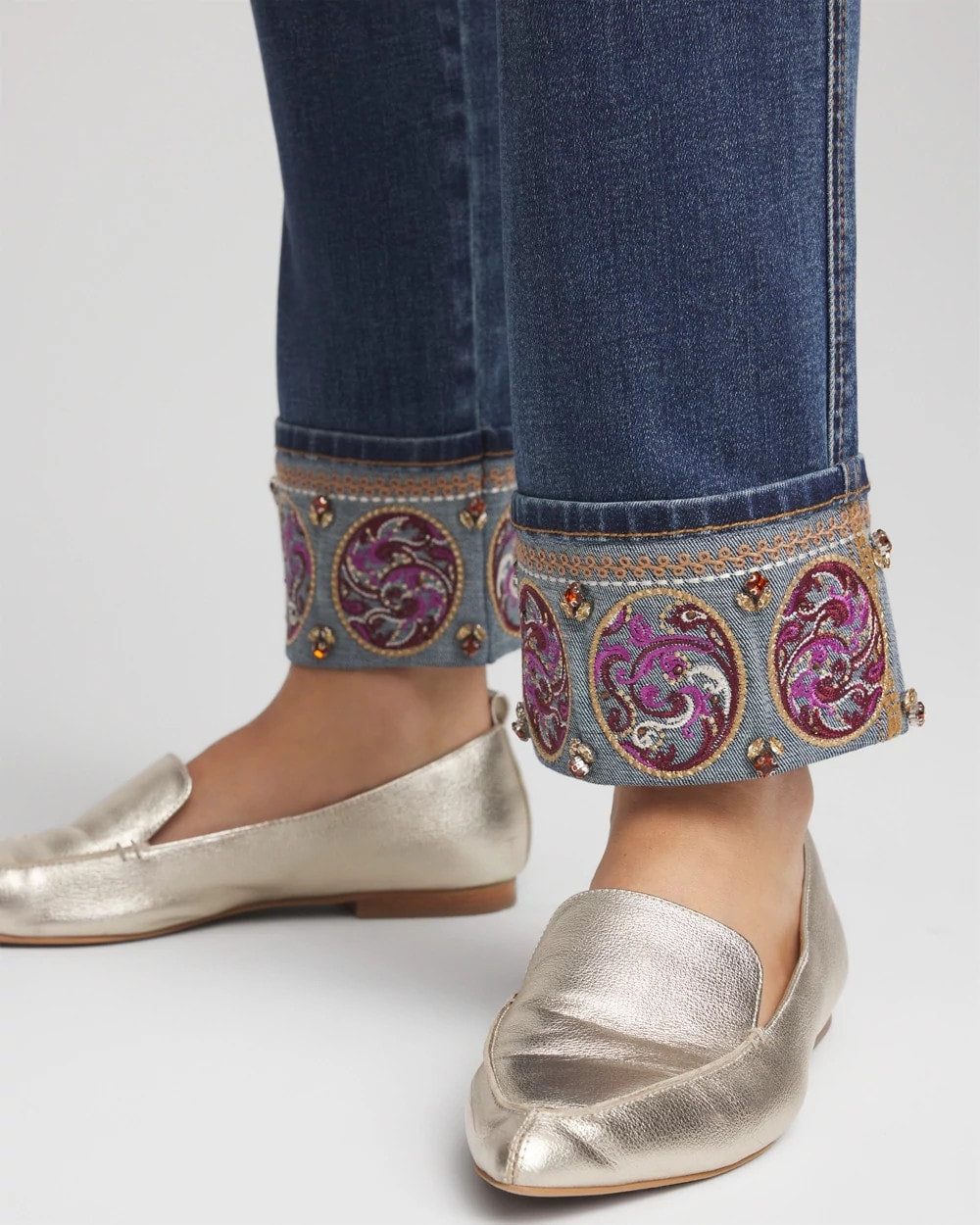 Chico's Outlet - Embellished Pull-On Slim Ankle Jeggings