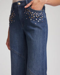 Chico's Online - Embellished Frayed Flared-Leg Jeans