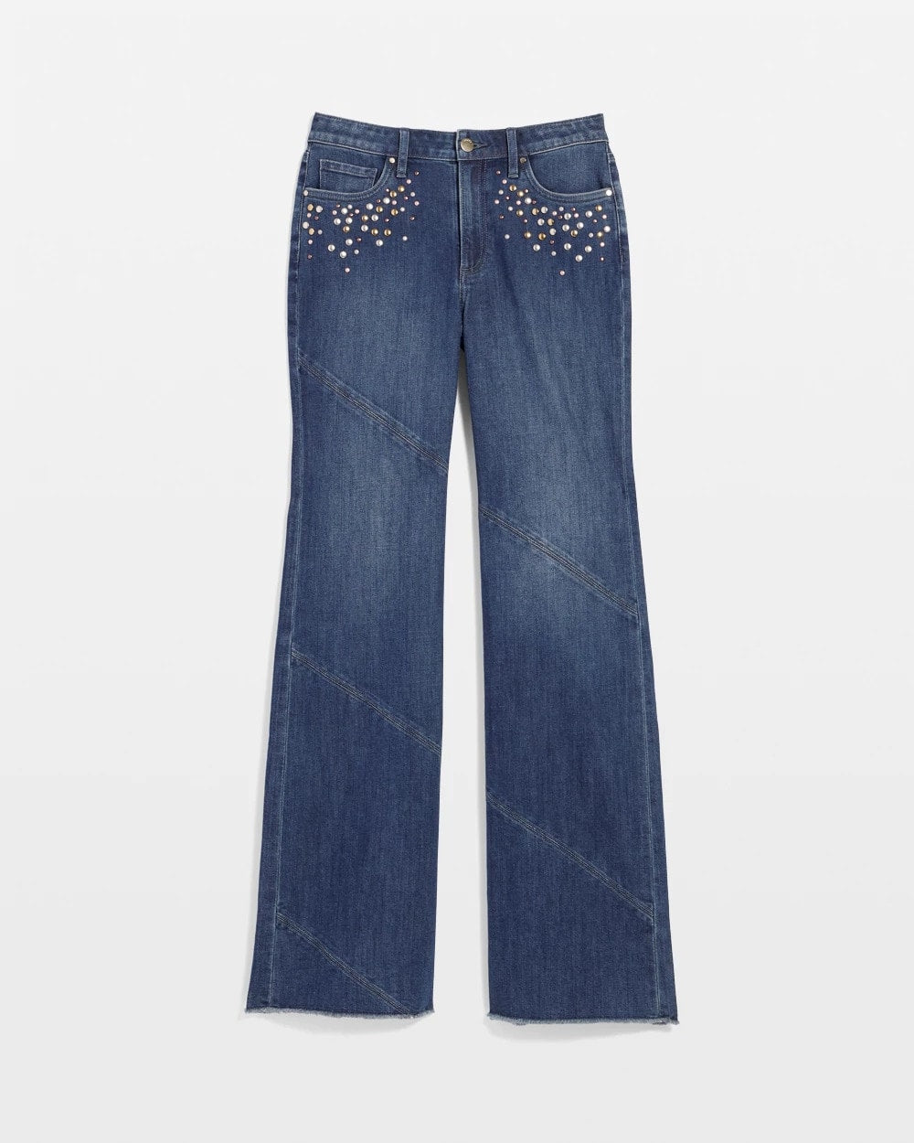 Chico's Online - Embellished Frayed Flared-Leg Jeans