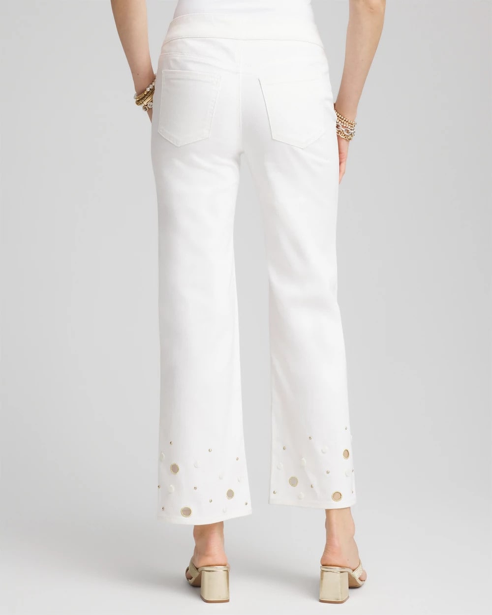 Chico's / Pull-On Embellished Straight-Leg Cropped Jeans