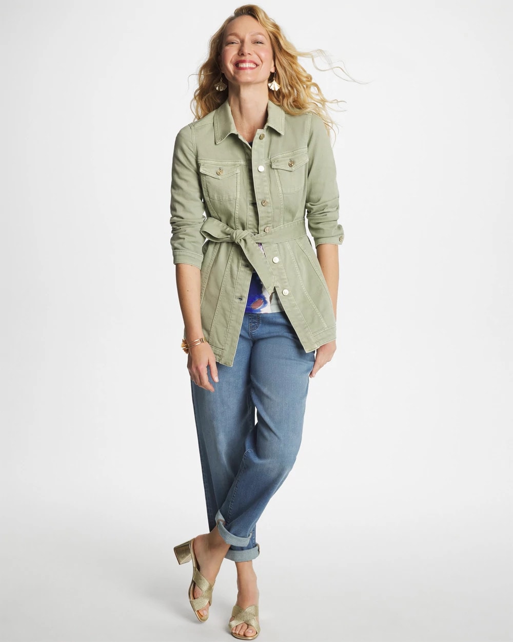 Chico's Outlet - Elongated Belted Denim Jacket