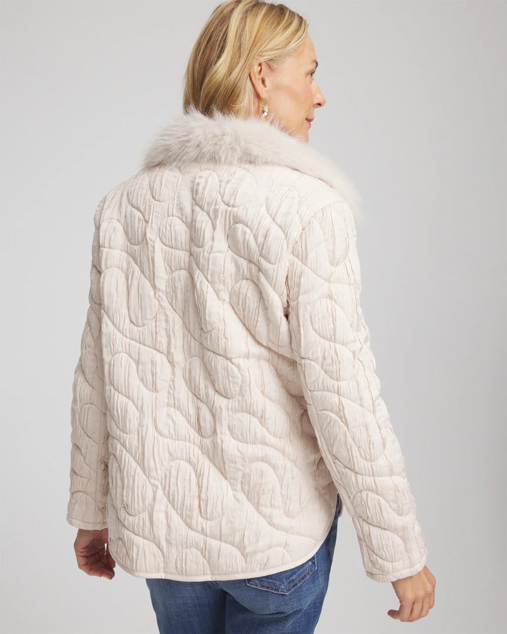 Chico's Online - Quilted Faux Fur Collar Jacket