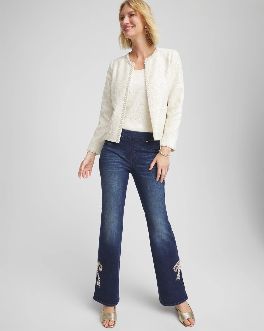 Chico's US - Pearl Trim Tweed Jacket