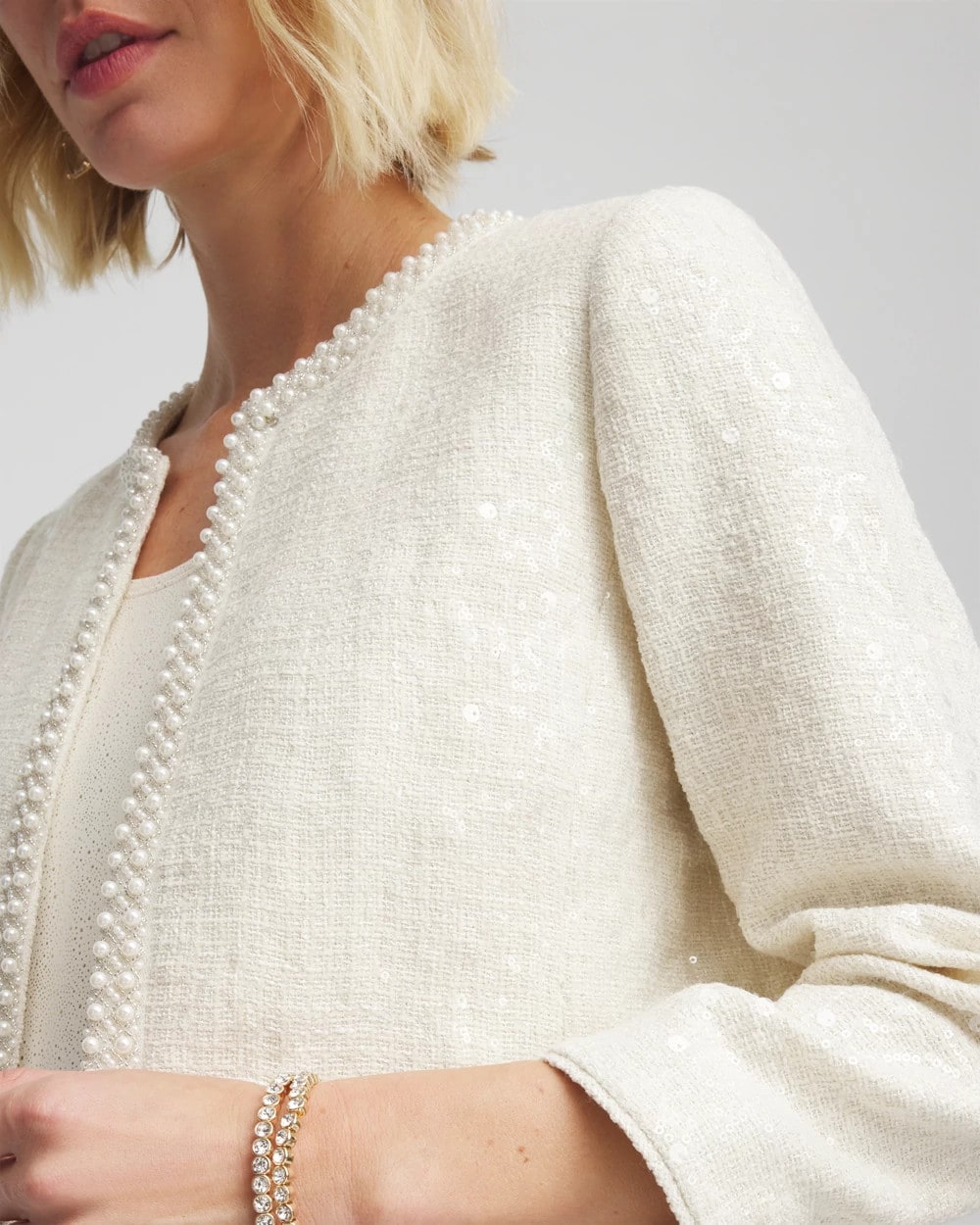Chico's US - Pearl Trim Tweed Jacket