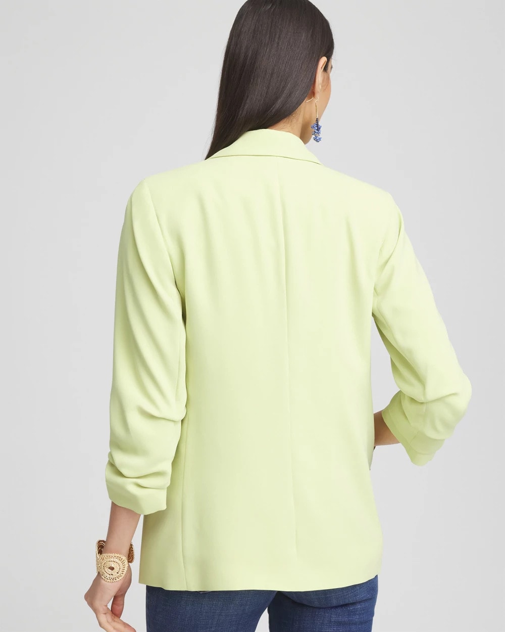 Chico's Discount - Notched-Lapel Ruched Sleeve Blazer