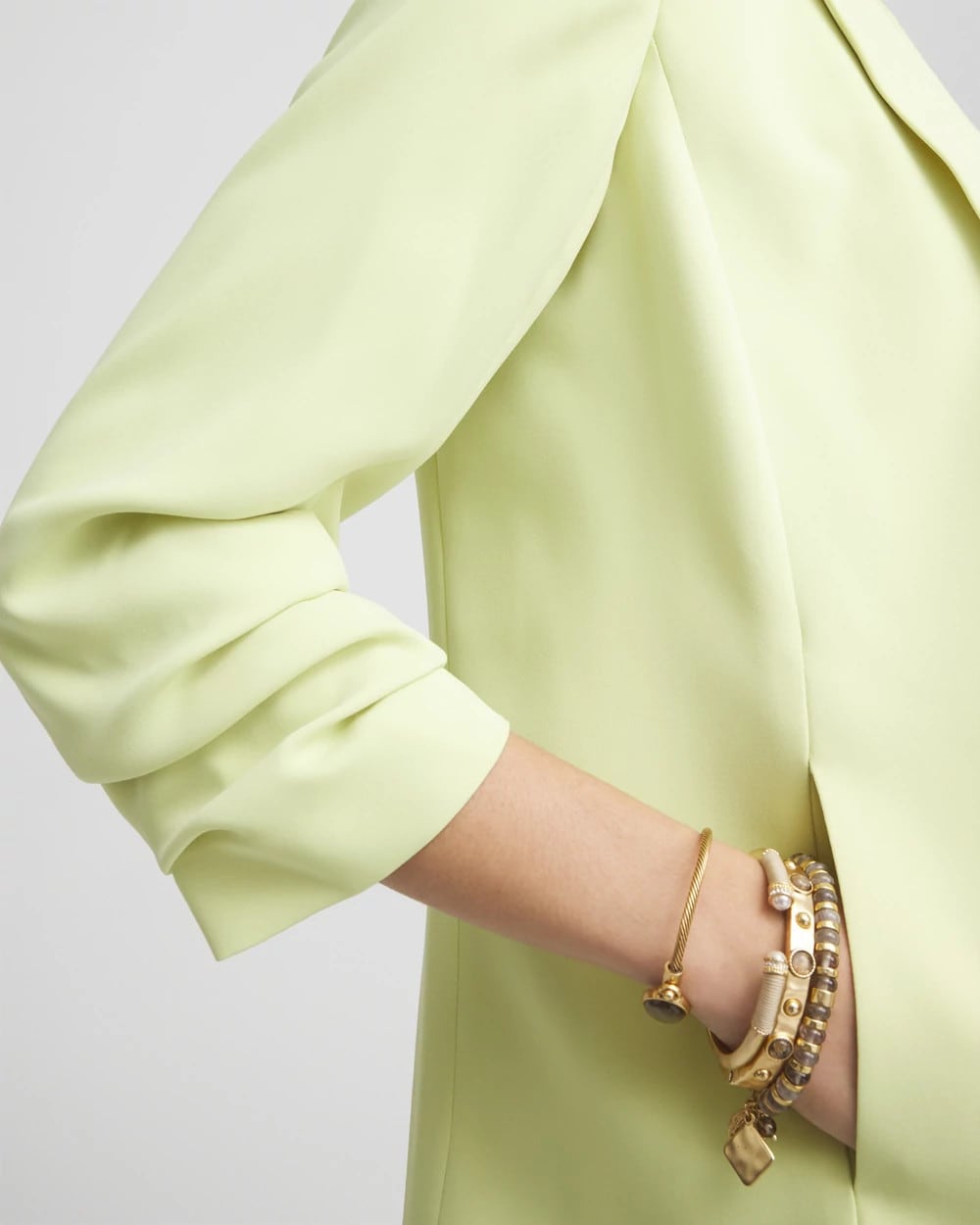 Chico's Discount - Notched-Lapel Ruched Sleeve Blazer