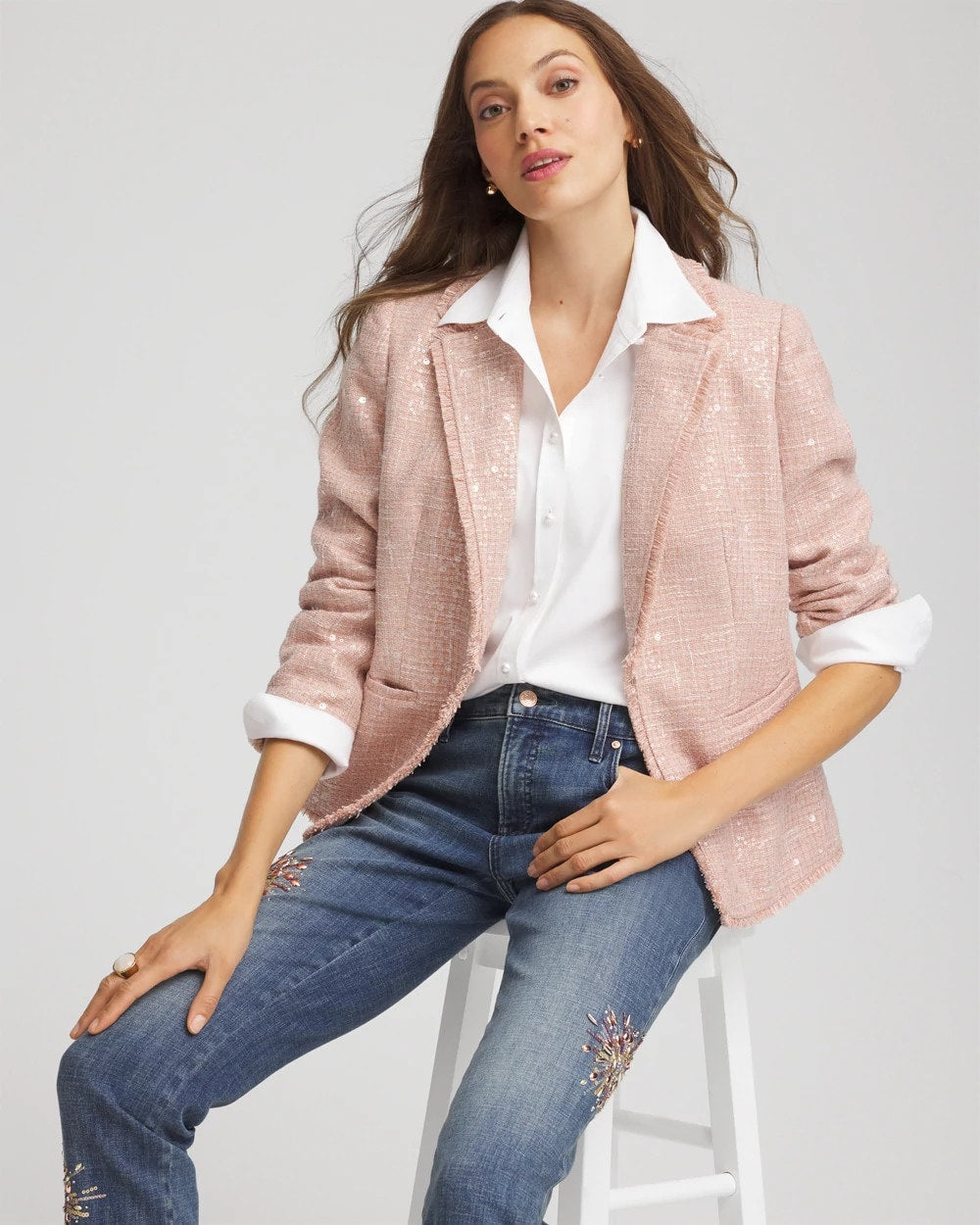 Chico's Sale - Party Tweed Sequins Blazer