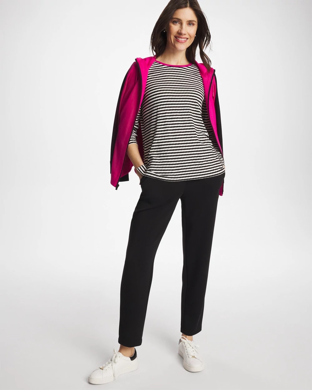 Chico's For Sale - Zenergy® Striped Jacquard Contrast Pullover Top