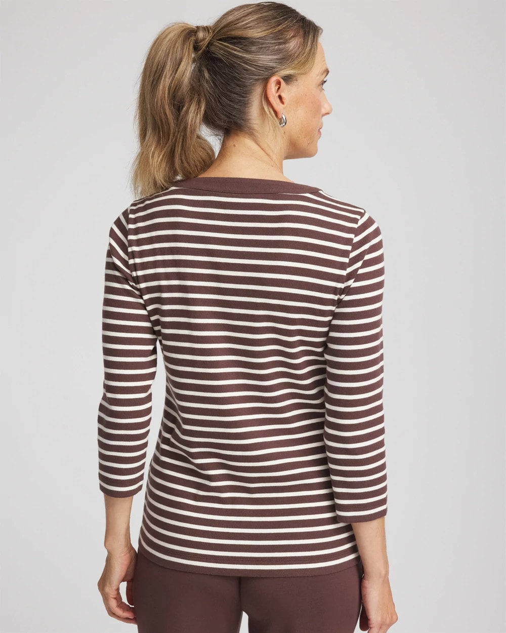 Chico's Discount - Zenergy® Ribbed Striped Henley Tee