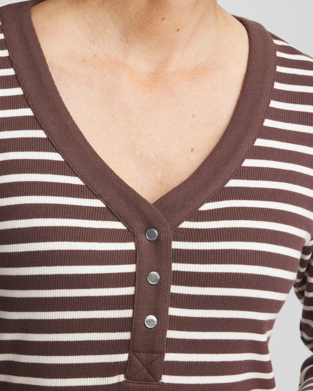 Chico's Discount - Zenergy® Ribbed Striped Henley Tee