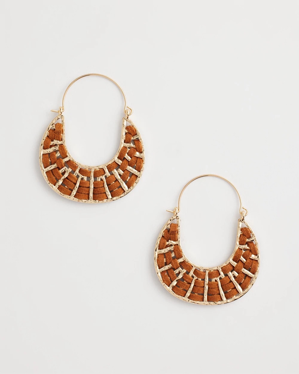 Chico's / Leather Half-Moon Hoop Earrings