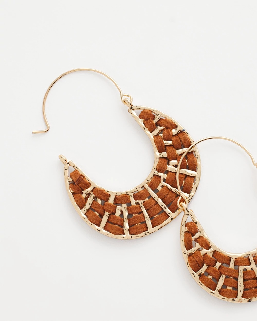 Chico's / Leather Half-Moon Hoop Earrings