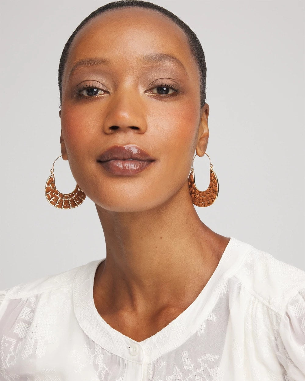 Chico's / Leather Half-Moon Hoop Earrings