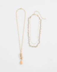 Chico's For Sale - Convertible Rose Quartz Pendant Necklace