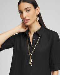 Chico's Discount - Convertible Multi-Strand Jade & Faux Pearl Charm Necklace