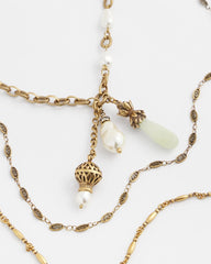 Chico's Discount - Convertible Multi-Strand Jade & Faux Pearl Charm Necklace