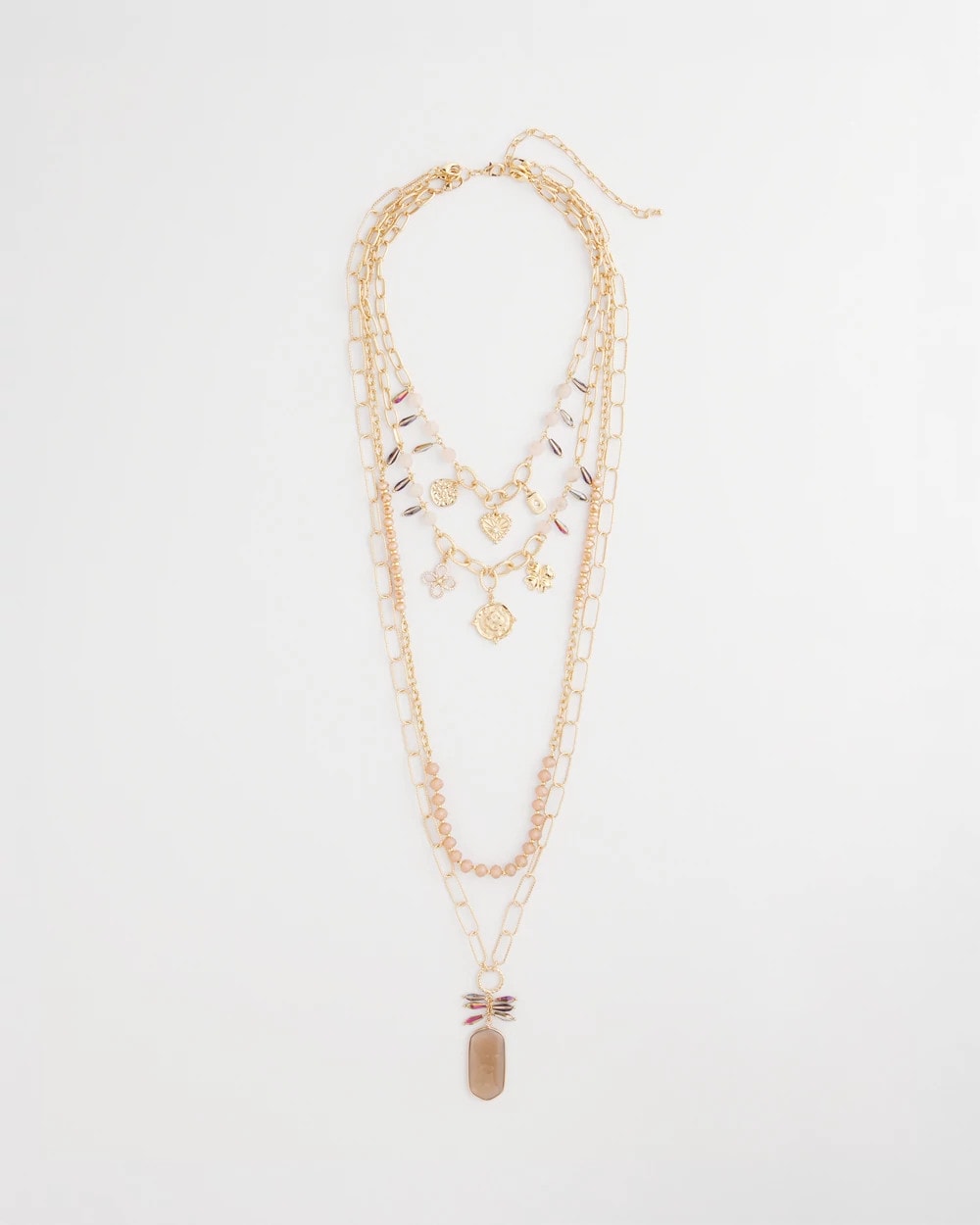 Chico's On Sale - Convertible Pink & Gold Beaded Necklace