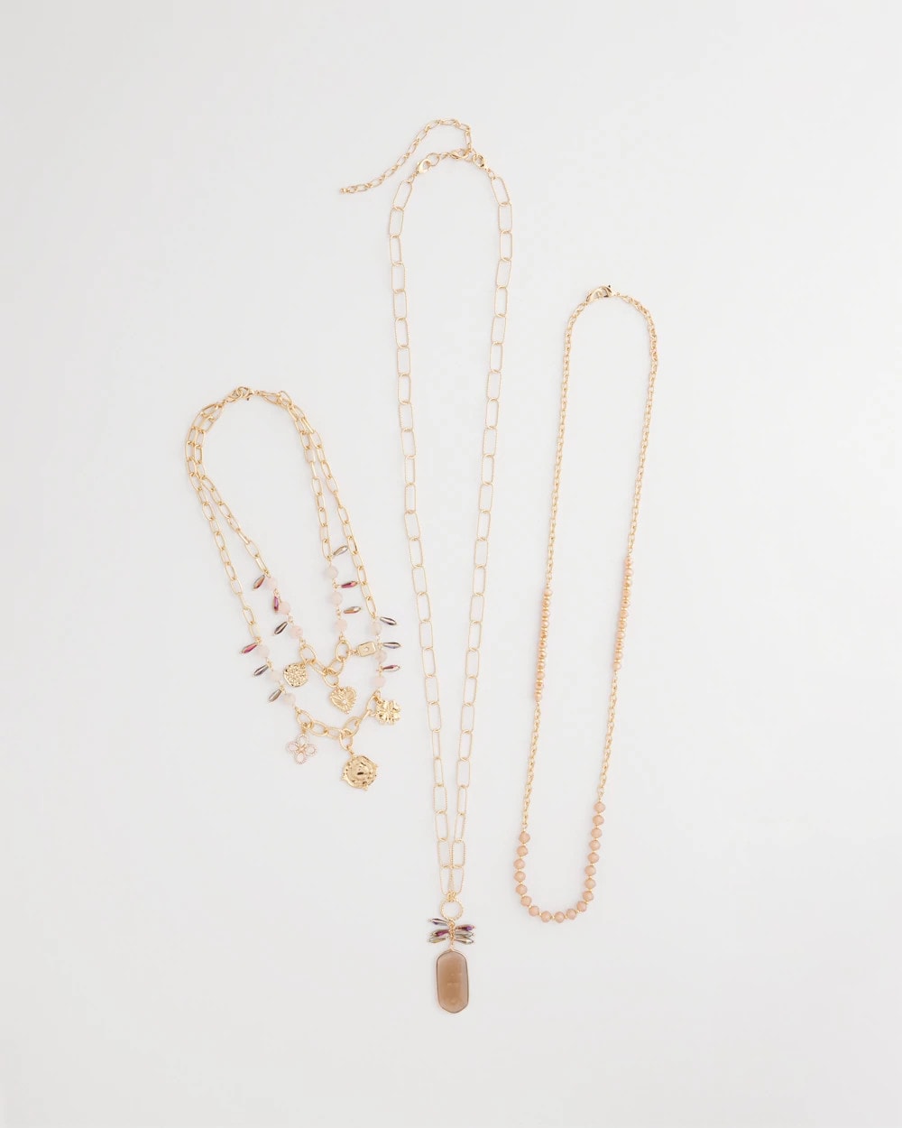 Chico's On Sale - Convertible Pink & Gold Beaded Necklace