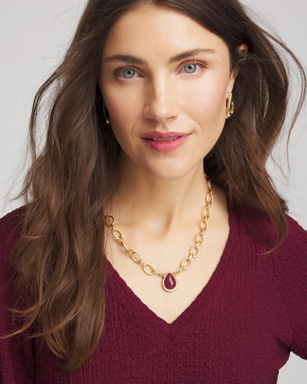 Chico's / Convertible Three-Strand Stone Pendant Necklace