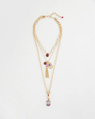 Chico's / Convertible Three-Strand Stone Pendant Necklace