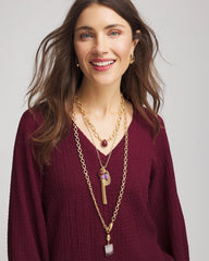 Chico's / Convertible Three-Strand Stone Pendant Necklace
