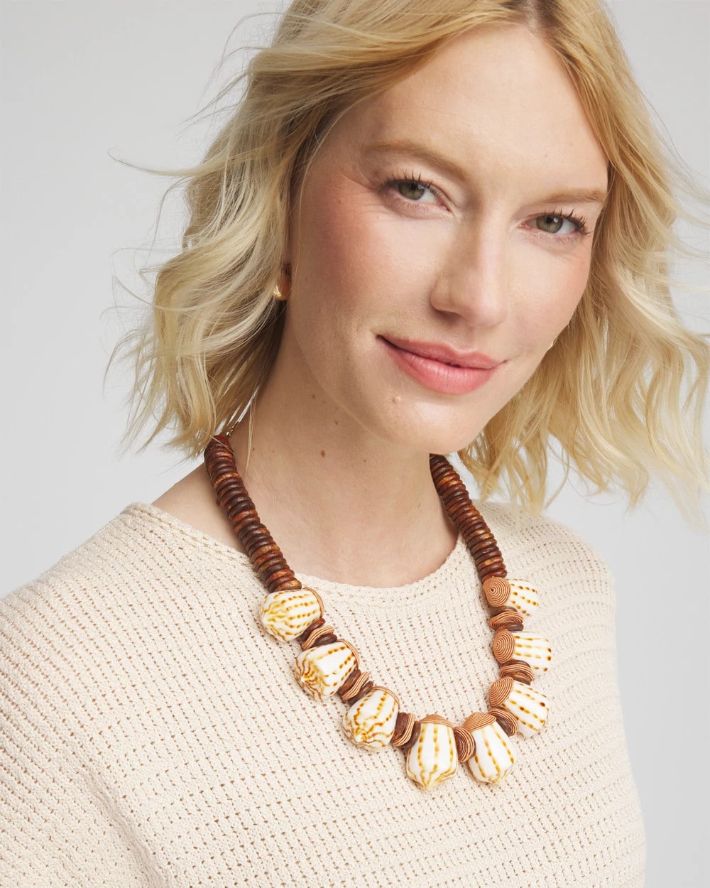 Chico's Sale - Shell & Wood Bib Necklace