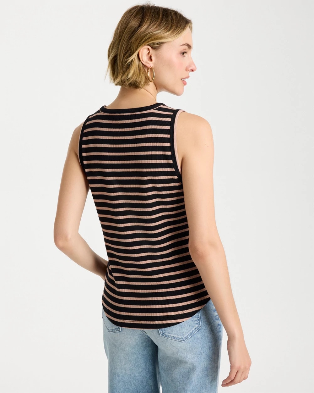 Chico's Sale - Striped High Neck Rib Tank