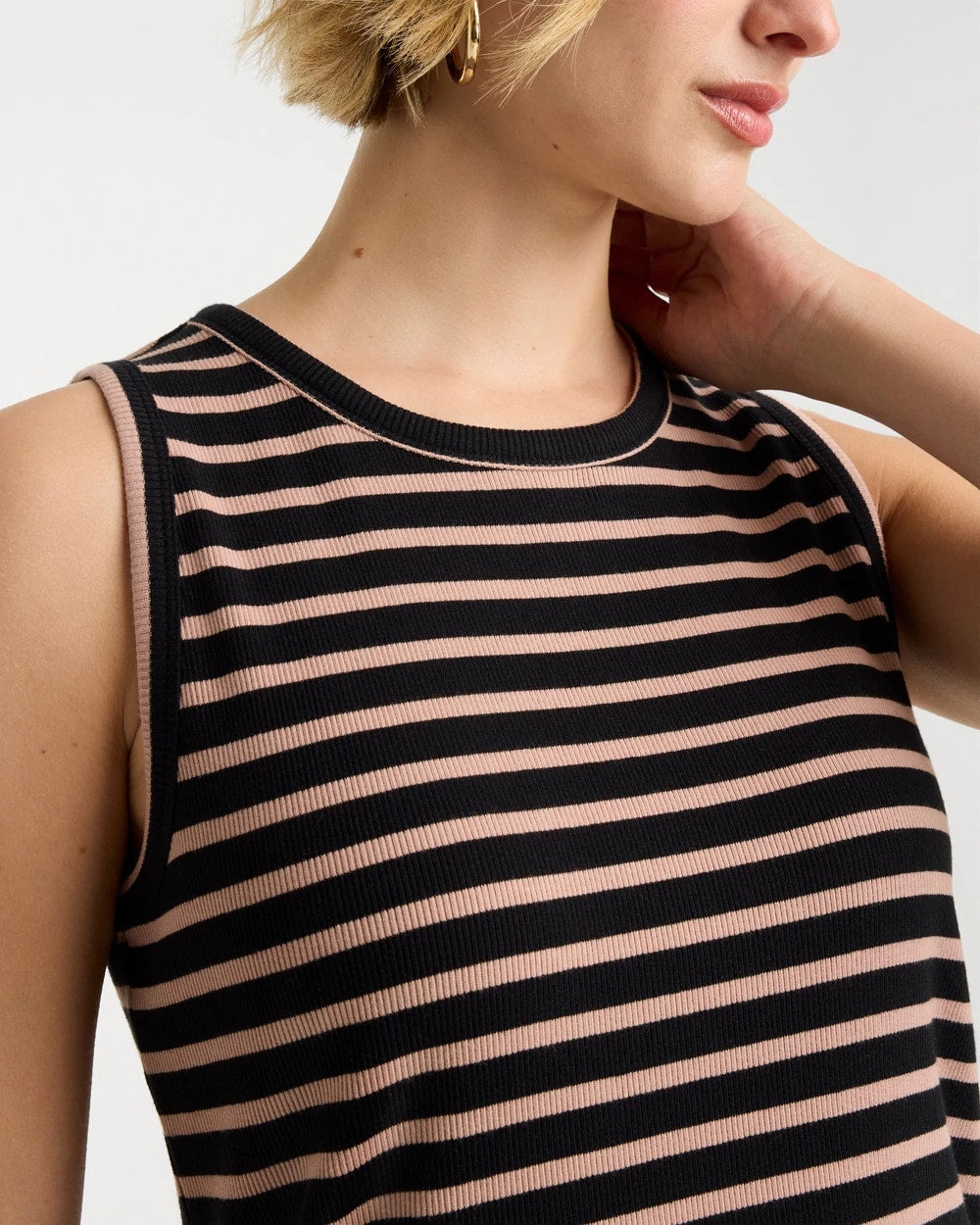 Chico's Sale - Striped High Neck Rib Tank