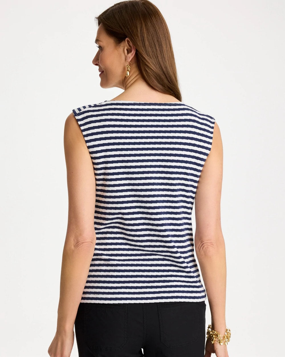 Chico's On Sale - Cotton Striped Button Tee