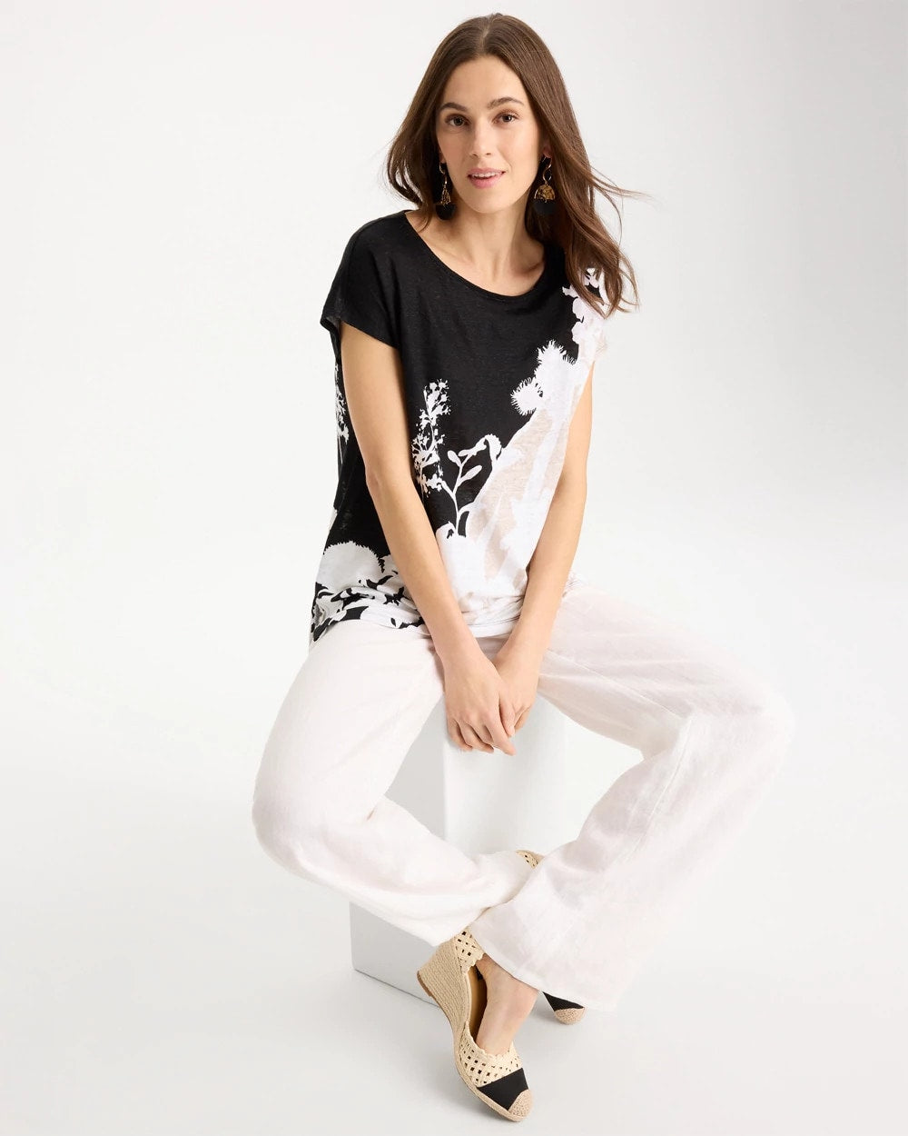 Chico's For Sale - Linen Floral Seamed Tunic