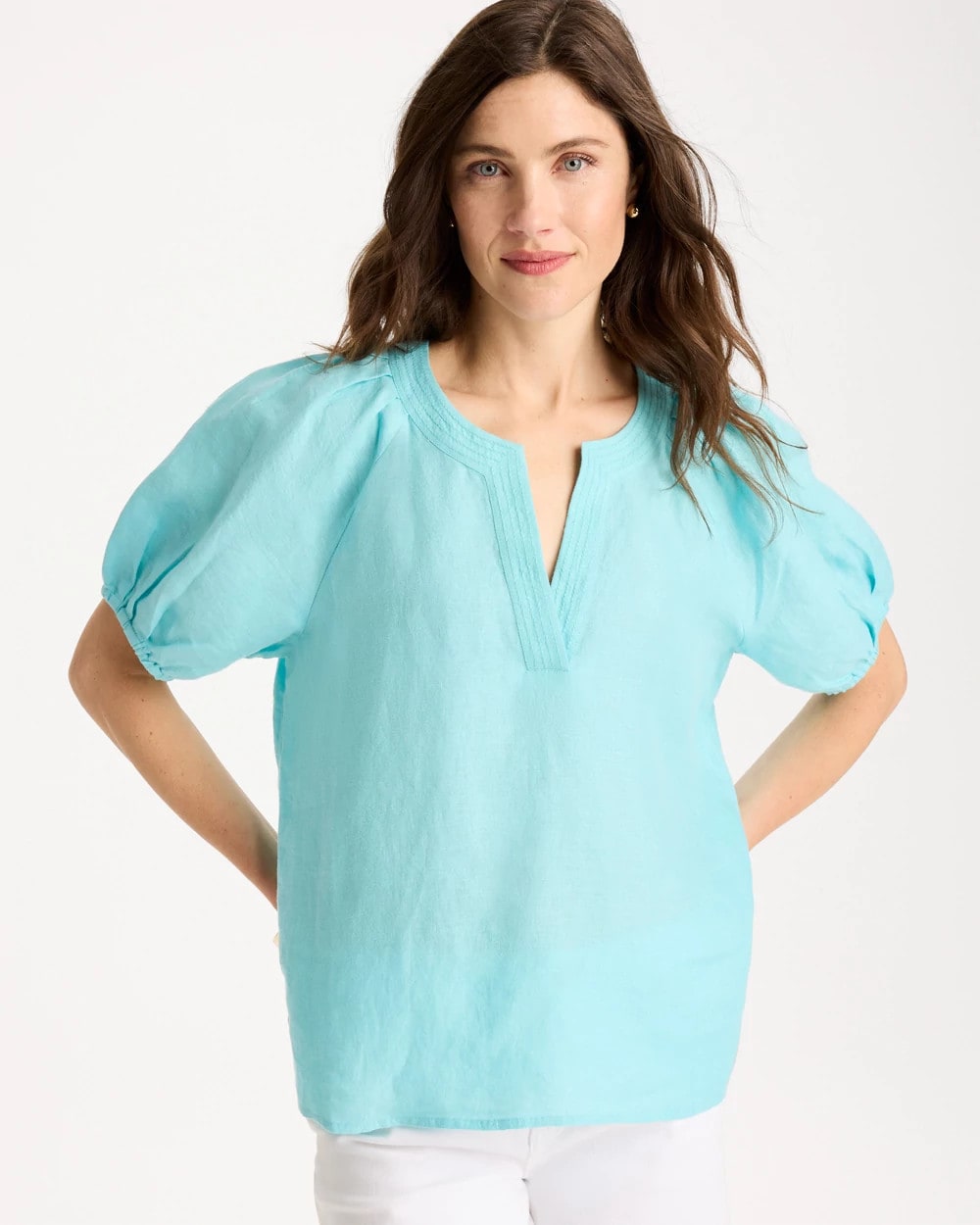 Chico's Outlet - Linen Trapunto Popover Top