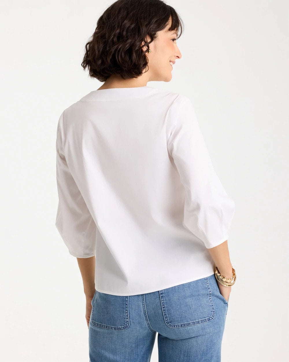 Chico's US - Poplin Cotton 3/4 Sleeve Popover