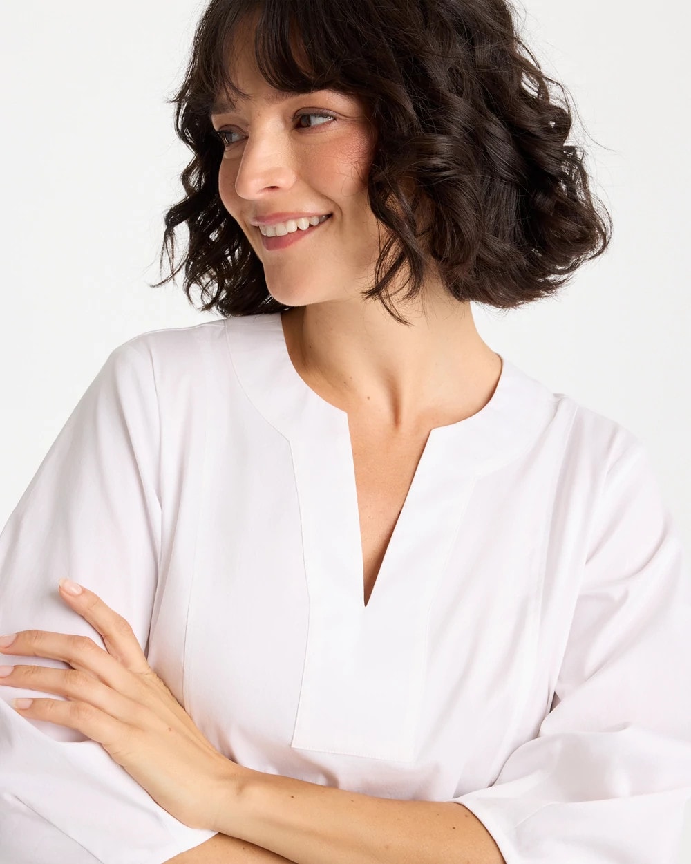 Chico's US - Poplin Cotton 3/4 Sleeve Popover