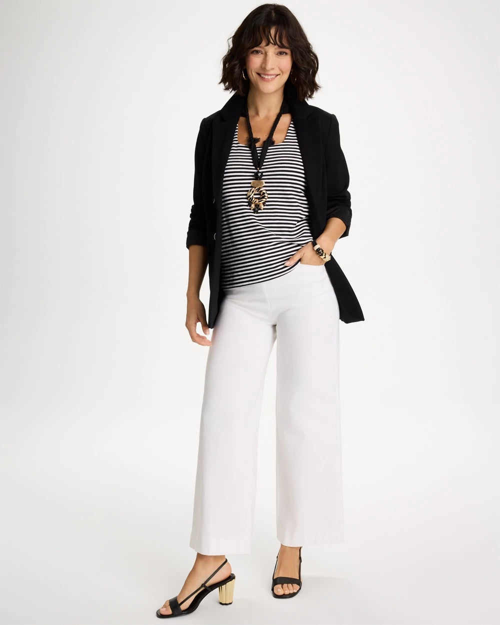 Chico's / Striped Contour Cotton™ Square Neck Tank