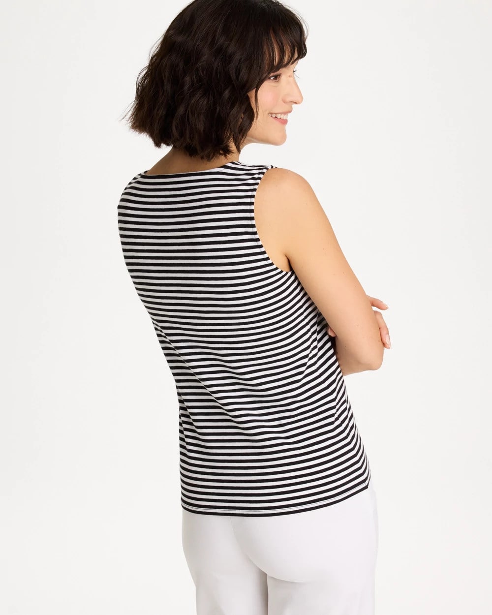 Chico's / Striped Contour Cotton™ Square Neck Tank