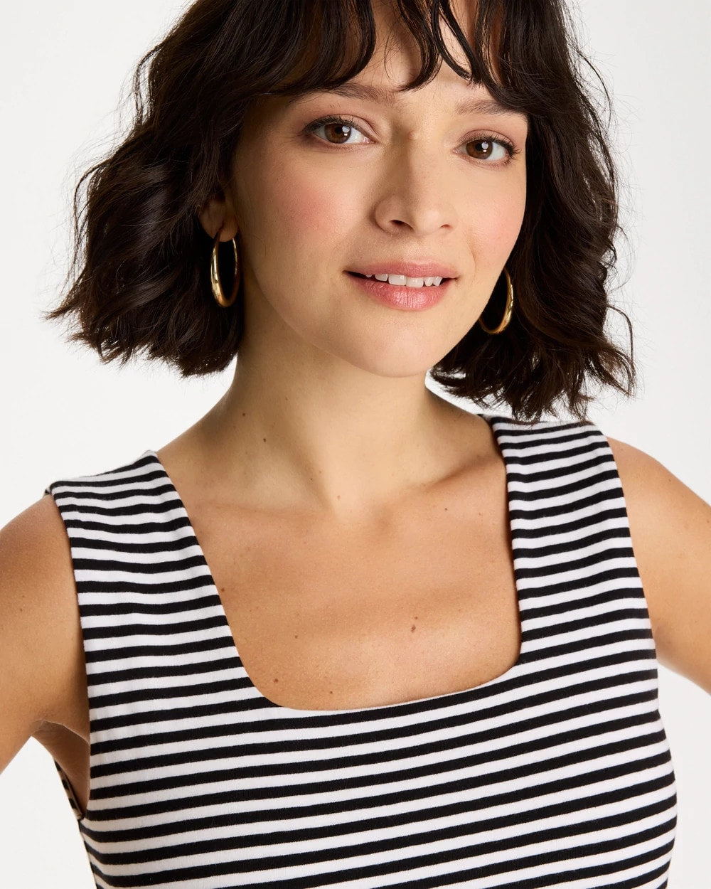 Chico's / Striped Contour Cotton™ Square Neck Tank