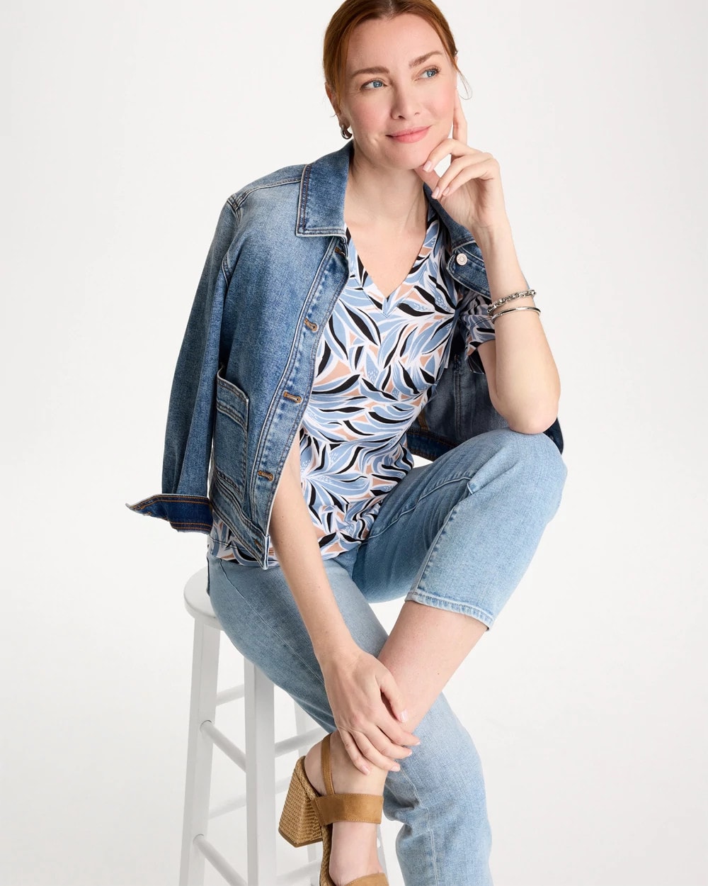 Chico's Sale - Printed Pima Elbow-Sleeve Tee