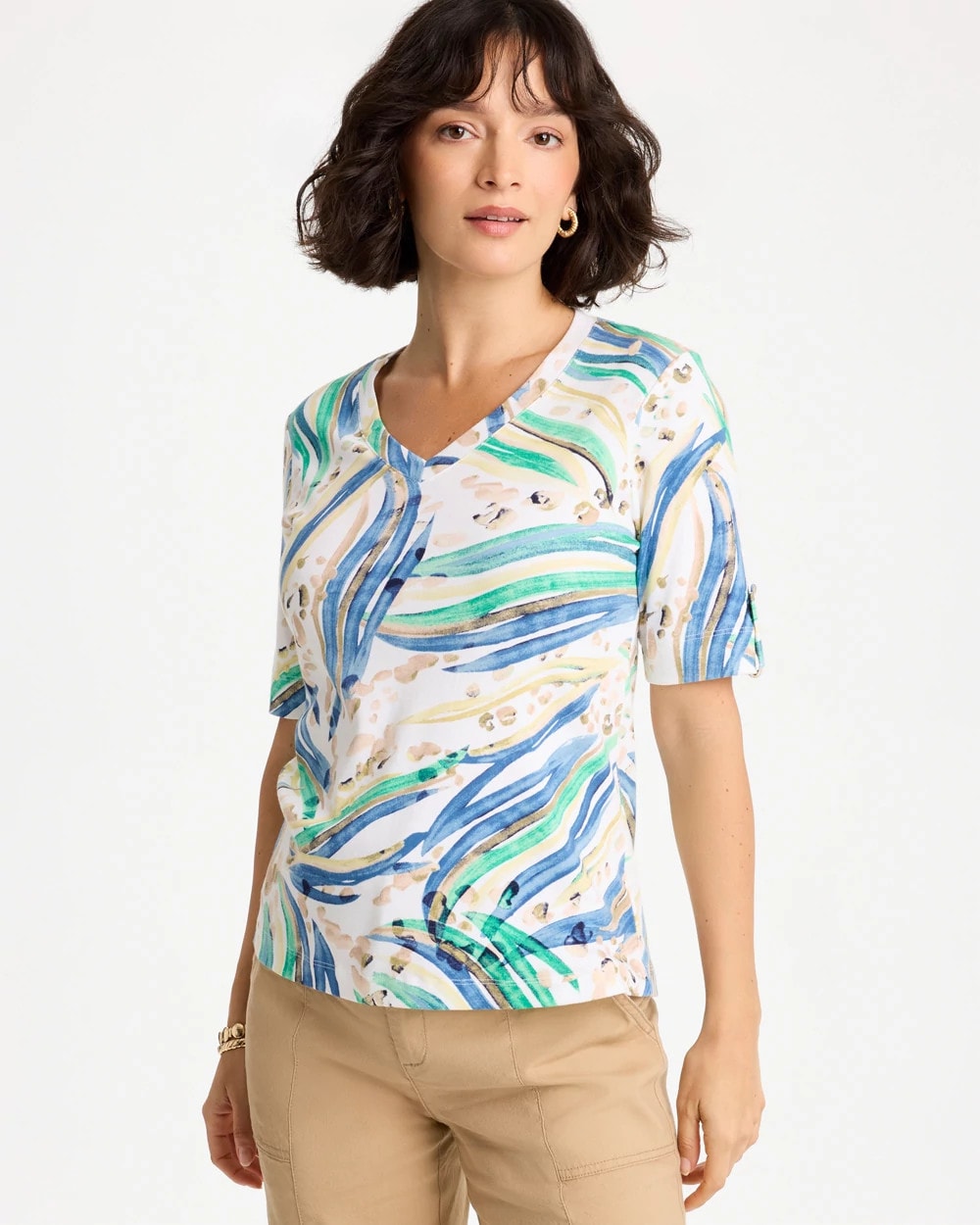 Chico's For Sale - Printed Pima Elbow-Sleeve Tee