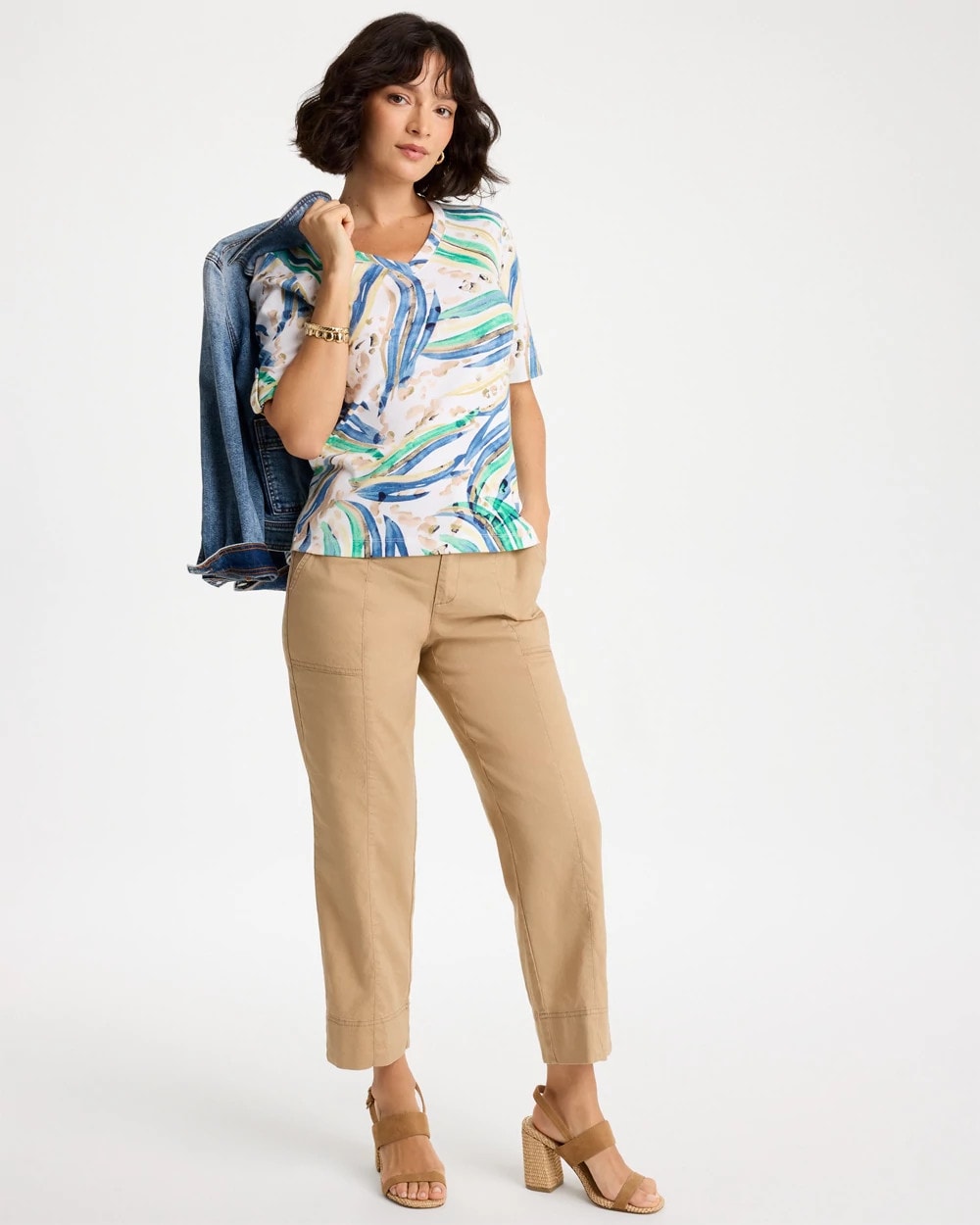 Chico's For Sale - Printed Pima Elbow-Sleeve Tee