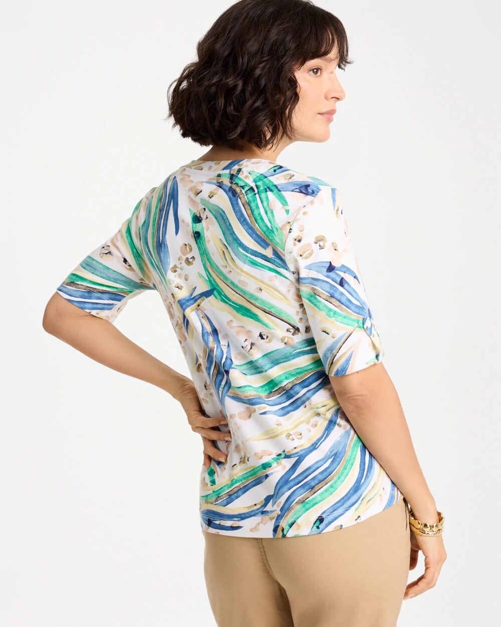 Chico's For Sale - Printed Pima Elbow-Sleeve Tee