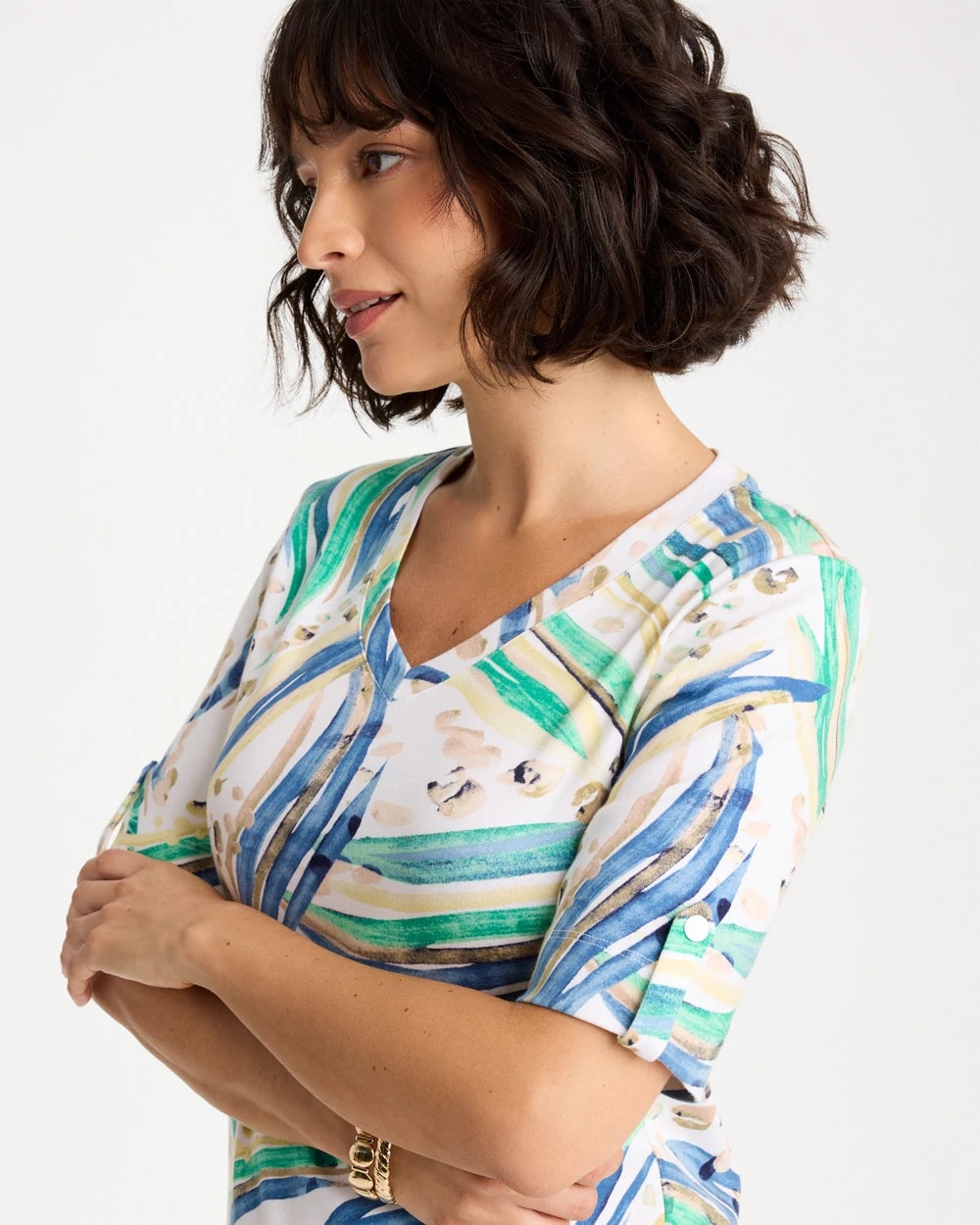 Chico's For Sale - Printed Pima Elbow-Sleeve Tee